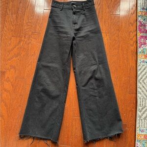 Zara Black Mariner Wide-Leg Jeans Size 4